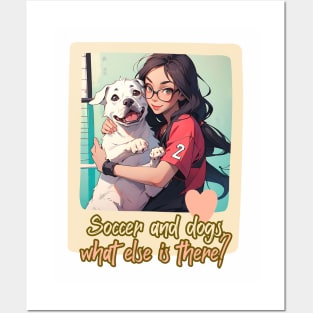 Soccer and dogs, what else is there? (girl glasses white pit bull) Posters and Art